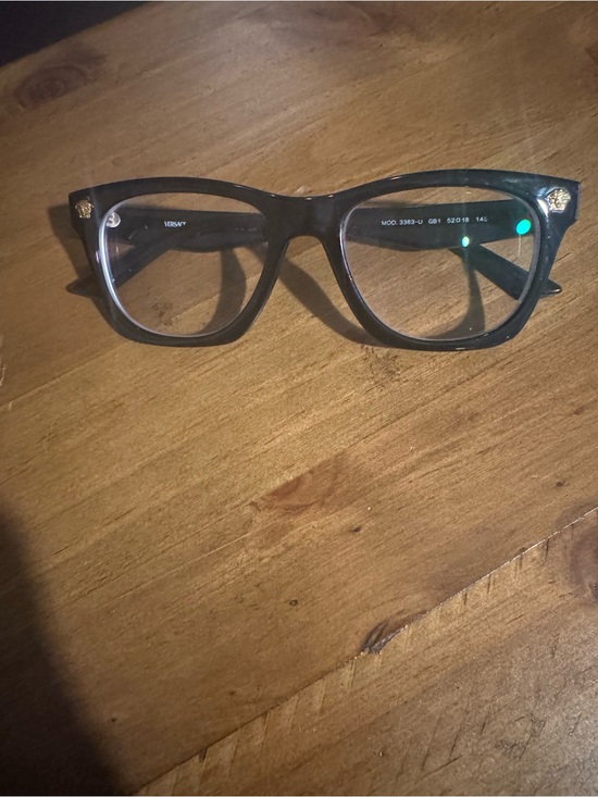 Versace Accessories - Versace Black Square Frame Glasses with Gold Medusa Accents